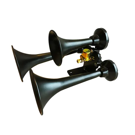AH-300BLK Black Powdercoated Steel 3-Tone Train Horn Assembly