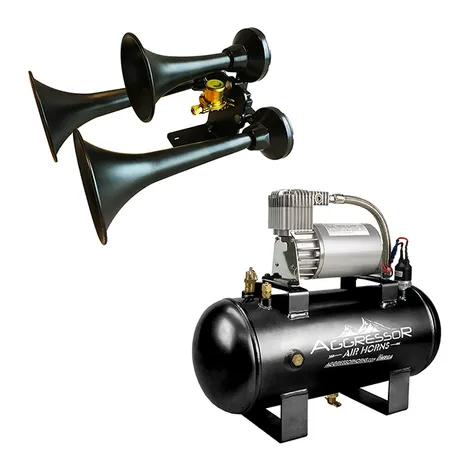 AC-1.5MP & AH-300BLK 1.5 Gallon Black Train Horn Full Kit