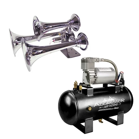 AC-1.5MP & AH-300 1.5 Gallon Chrome Train Horn Power Kit