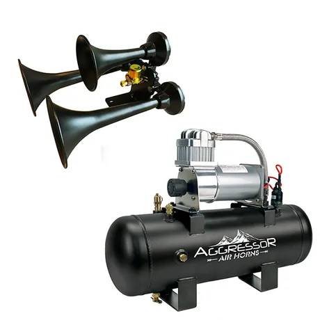 AC-2.0MP & AH-300BLK 2 Gallon Black Train Horn Full Kit